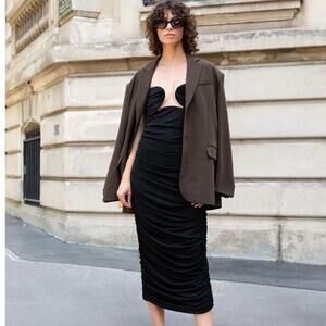 Pixie Market Dominique Bustier Ruched Strapless Dress